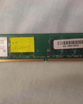 2GB Banco Memoria Ram 2GB CL5 DDR2 667MHz PC2-5300
