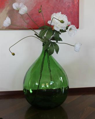 vaso damigiana  grande in vetro colore verde 