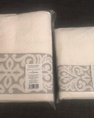 Set 2 Asciugamani Viso E Ospite Colore Crema