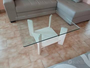 TAVOLINO marmo e vetro da salotto