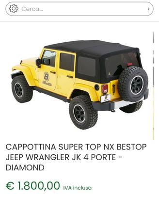 Cappottina softop per Jeep Wrangler Rubicon JLU
