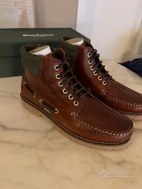 Stivaletti da uomo Barbour in pelle marrone