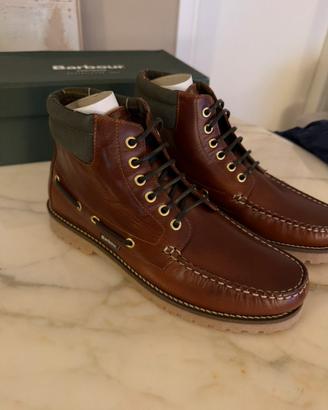 Stivaletti da uomo Barbour in pelle marrone