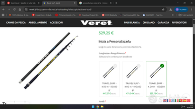 coppia canne e mulinelli da pesca surfcasting