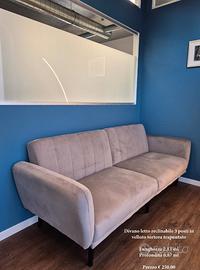 Divano letto reclinabile in velluto tortora