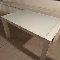 Wood Tavolo allungabile (max 260 cm) bianco, vetro
