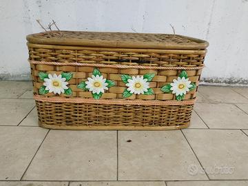 Cesto in vimini vintage porta oggetti