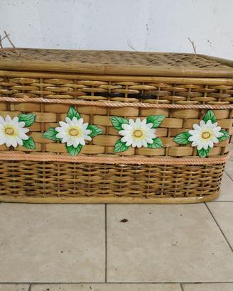 Cesto in vimini vintage porta oggetti