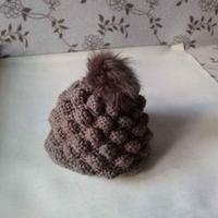 Cappellino donna, cuffia lana pon pon in pelliccia