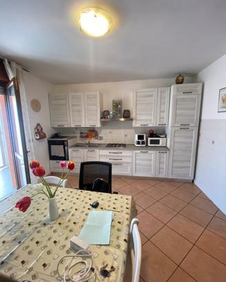 Cucina lineare e parete soggiorno