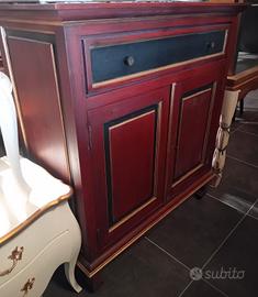 ANTICA CREDENZA LACCATA DIPINTA 2 PORTE 1 CASSETTO