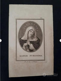 stampa di incisione MADONNA in acquaforte antica