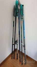 canne da pesca + panchetti + mulinelli