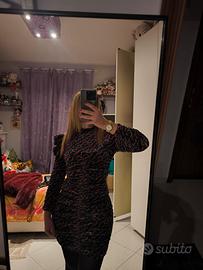 vestito verde fucsia nero velluto 