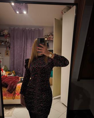 vestito verde fucsia nero velluto 