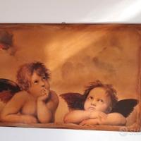 Quadro angeli di Raffaello dipinto su legno