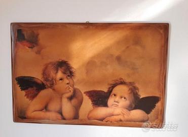 Quadro angeli di Raffaello dipinto su legno