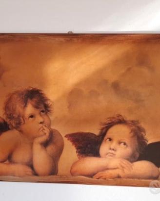 Quadro angeli di Raffaello dipinto su legno