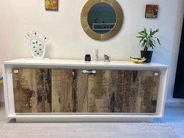 Madia moderna bianca con ante effetto legno