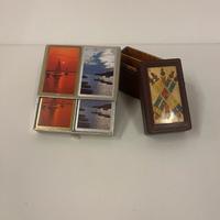 Scatola porta carte in legno + mazzo vintage NUOVO