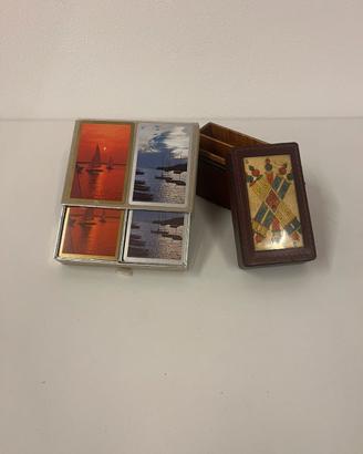 Scatola porta carte in legno + mazzo vintage NUOVO