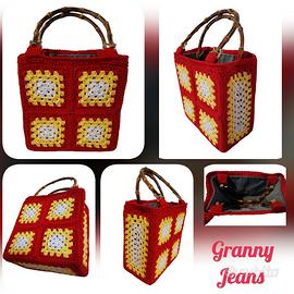 Borsa Granny Jeans all'uncinetto