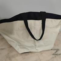 Borsa Tote in Tela Bianca e Nera