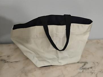 Borsa Tote in Tela Bianca e Nera