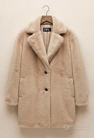 Cappotto in Ecopelliccia Beige/Panna