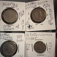 Monete ARGENTO 835 Svizzera 20 Rappen rare 1885..