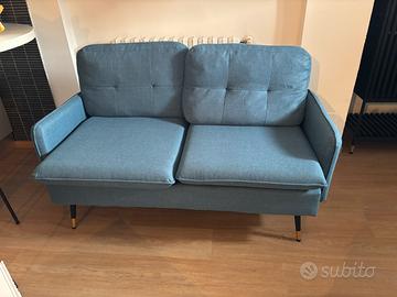 Divano 2 posti Homcom blu in tessuto