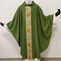 Casula verde con striscia floreale Ve16