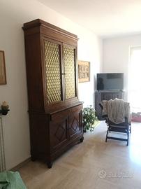 credenza dispensa vetrina vetri antica legno