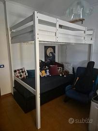 Letto soppalco in legno STORA IKEA mordente bianco