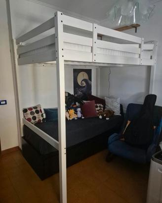 Letto soppalco in legno STORA IKEA mordente bianco