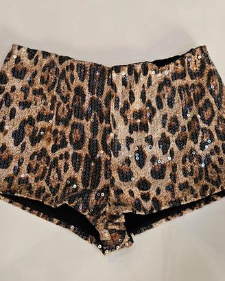 Pantaloncini leopardati in paillettes 