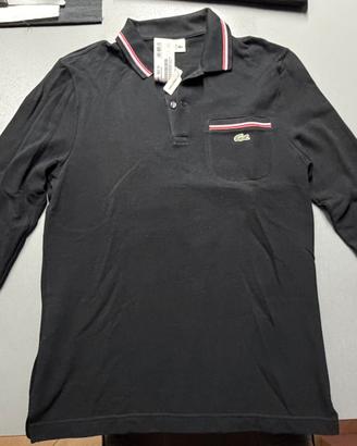 Polo Lacoste manica lunga nera