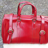 BORSA da viaggio rossa ecopelle vintage