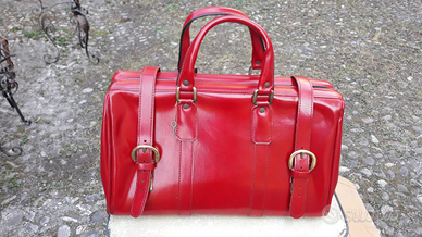 BORSA da viaggio rossa ecopelle vintage