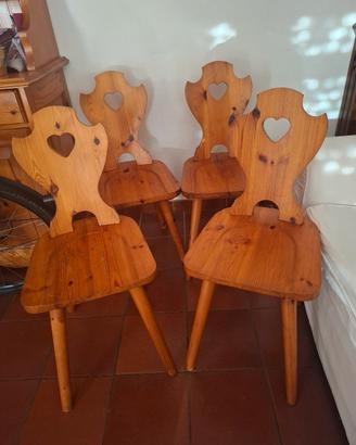 4 sedie stile tirolese  pino massello 