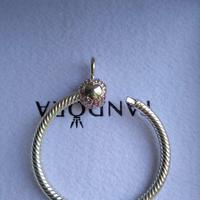 Pendente Pandora O MEDIO rosa con pavé Pandora