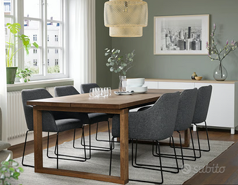 Tavolo, impiallacciatura di rovere mordente marron