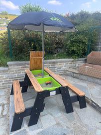 Tavolo bambini  con panche sabbiere ombrello
