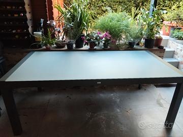 tavolo da giardino alluminio antracite top grigio 