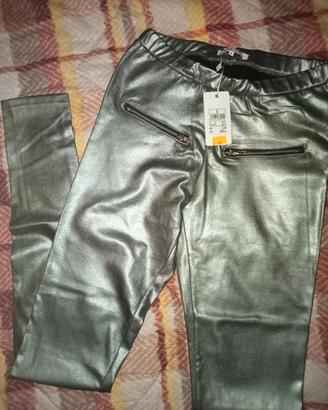 Leggins argentati tessuto lucido