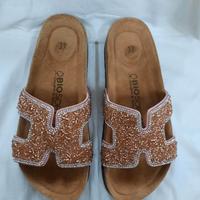 ciabatte Biosoft nr 37 ecopelle rosa con brilli 