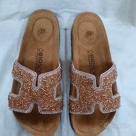 ciabatte Biosoft nr 37 ecopelle rosa con brilli 