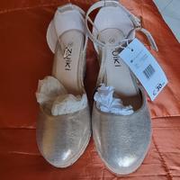Espadrillas eleganti oro/platino con zeppa