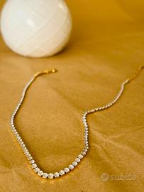 Girocollo Tennis Oro Collana Strass Punti Luce