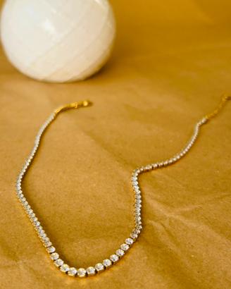 Girocollo Tennis Oro Collana Strass Punti Luce